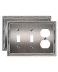 2-Pack Combo Duplex/Double Toggle Light Switch Cover Plate, Heirloom Silver - color: Heirloom Silver, size: Double Toggle/Single Duplex 2PK