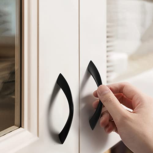Black Cabinet Pulls 3 Inch Arch Twisted Matte Black Handles Drawer Kitchen Cupboard Bathroom Dresser Cabinet Hardware Zinc Alloy 10 Pack - color: Black, size: 3 Inch Hole Centers