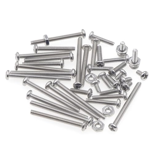 #2-56 UNC 304 Stainless Steel Phillips Pan Head Screw & Hex Nut Kit - size: #2-56UNC