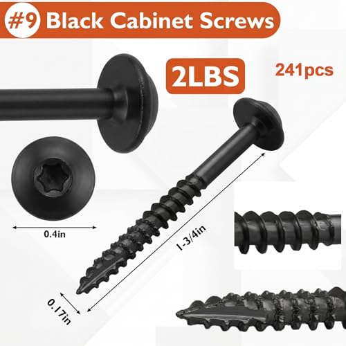 Frienda 2 Pound White Cabinet Screws Bulk #9x1-3/4'' Approx. 241 Pcs - color: Black, size: #9x1-3/4 Inch
