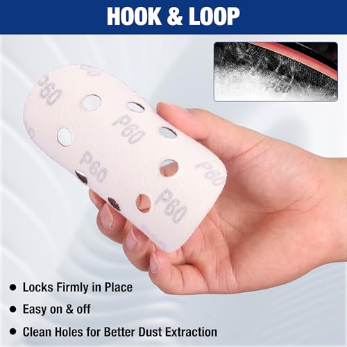 WORKPRO Sanding Discs, 5-Inch 60 Grit 8-Hole Hook and Loop, 150 Pack - style: 150PCS 5 Inch 60 Grit