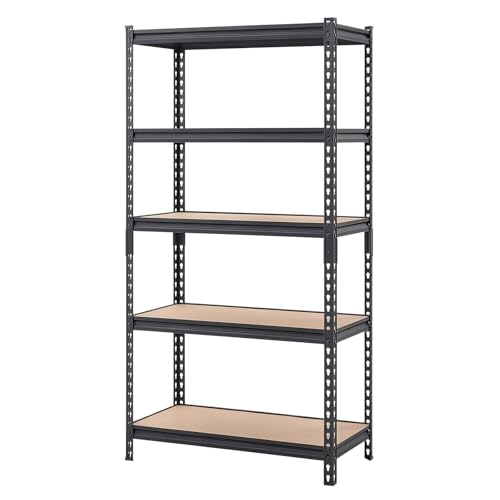 VEVOR Storage Shelves, 5-Tier Adjustable, 2000 lbs Capacity, Heavy Duty Garage Storage Shelving Unit, Metal Utility Rack Shelf, for Kitchen Pantry Basement Bathroom, 32.36" W x 16.34" D x 62.76" H - size: 16.34" D x 32.36" W x 62.76" H