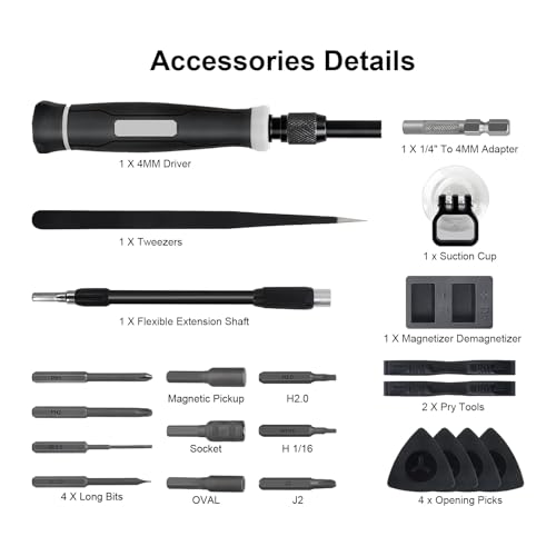 Small Precision Screwdriver Set 152 in 1 Mini Magnetic Screwdriver Set with Torx for Electronic, Watches, Laptop, Computers, Smartphones, PS5, Drones, Jewelers, Glasses - color: Black