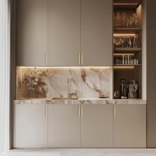 Ravinte Champagne Bronze Kitchen Square Cabinet Handles 5 Inch 10 Pack - size: 5 Inch Hole