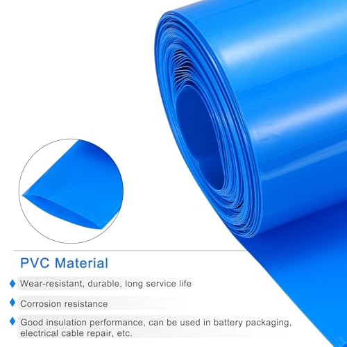 MECCANIXITY PVC Heat Shrink Tubing 50mm Dia 80mm Flat 33Ft Blue - color: Blue, size: 50mmx80mmx10m