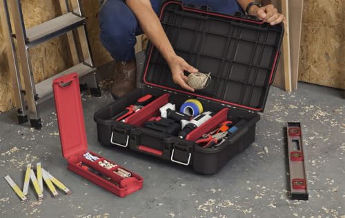 Keter Stack N' Roll Power Tool Case with Removable Dividers - color: Black/Red, size: Power Tool Organizer
