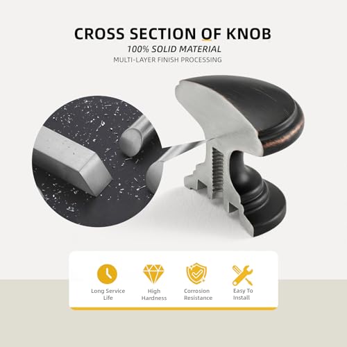 Goldenwarm Cabinet Knobs, Oil Rubbed Bronze Dresser Knobs 1-1/5 Inch 10 Pack Round Kitchen Hardware, Solid Zinc Alloy, Single Hole, Screws Included, Drawer Knob for Cupboard Dresser Bathroom Vanity - color: Oil Rubbed Bronze