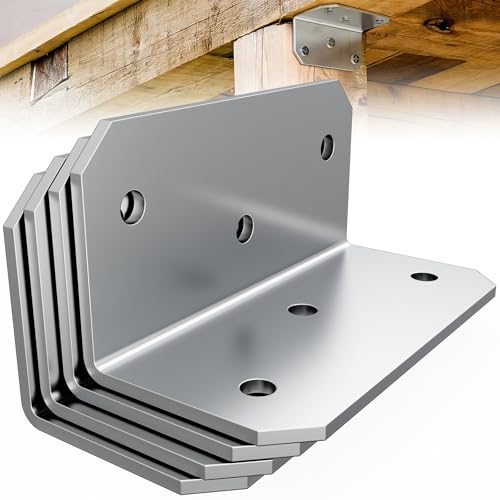 4"x2" Steel L Brackets,Corner Braces for Wood Furniture - size: （4PCS）Silver