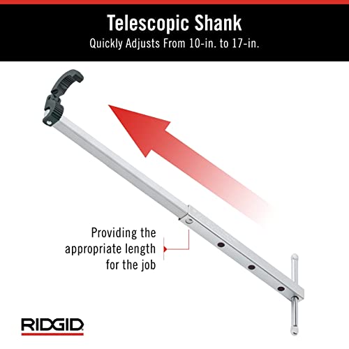 RIDGID 31175 Model 1017 Fold Over Basin Adjustable 10" To 17" Pipe Wrench, Silver, Made In The USA