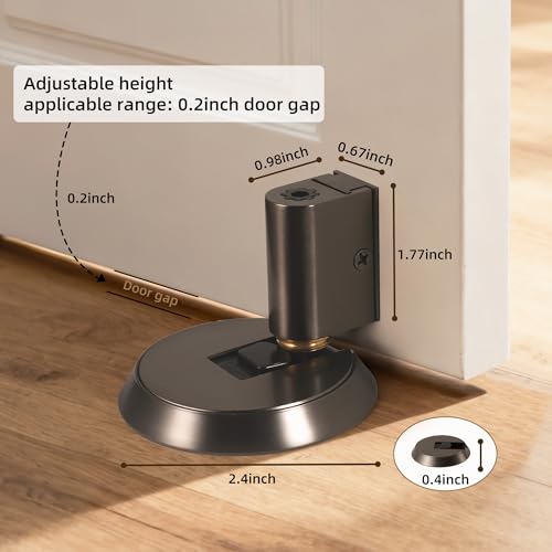 PANALI Windproof Door Stopper, Brass Mechanical Door Stop, 1 Pack, Grey - color: Gray