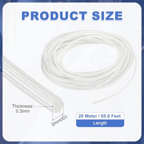 uxcell Insulation Cable Protector,2mm/0.08 Inch-20m/66 Feet High Temp Fiberglass Sleeve White - color: White, size: 2mm-20m