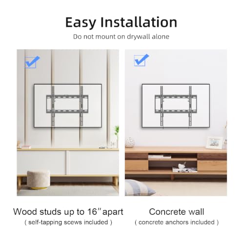 Suptek Tilt TV Wall Mount for Most 26-65 inch LED, LCD and Plasma TV, Max 400x400mm VESA and 99lbs Load Capacity, Fits Studs 16" Apart, Low Profile - size: 26"-60" TV - for wood studs up to 16"