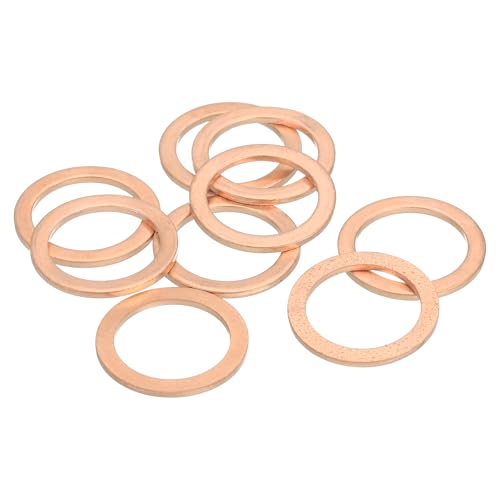 MECCANIXITY 9Pcs Flat Washer, M18 Copper Washers Copper Sealing Ring Crush Washer Kit Assortment, 18mm ID, 24mm OD, 1.5mm Thick for Bolts Screws Machinery Repair - size: 18mmx24mmx1.5mm