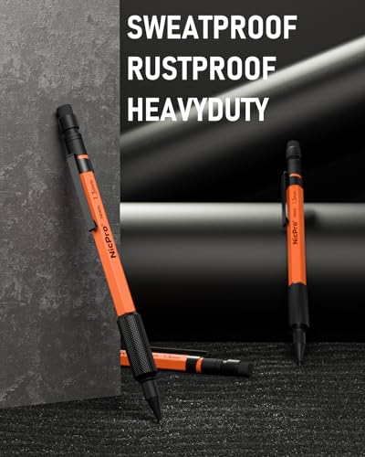 Nicpro 3 PCS 1.3 mm Mechanical Pencils Set with 66 Lead Refill, 3 Eraser - style: 3 Pack (Orange)