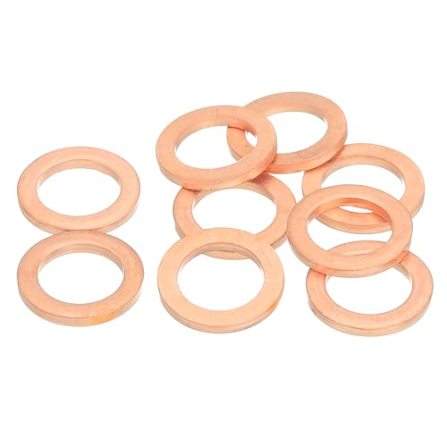 MECCANIXITY 9Pcs Flat Washer, M12 Copper Washers Copper Sealing Ring Crush Washer Kit Assortment, 12mm ID, 18mm OD, 2mm Thick for Bolts Screws Machinery Repair - size: 12mmx18mmx2mm