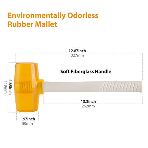4-Piece 19 Ounce Rubber Mallet,Lightweight Double-Face Hammer with Fiberglass Non Slip Handle,Perfect for Leather Crafts,Jewelry,Wood and Flooring Installation - size: 19 Ounce(4 Pack)