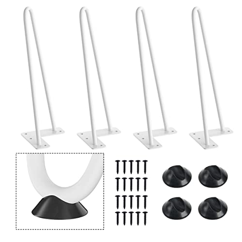 SMARTSTANDARD 12 Inch Heavy Duty Hairpin Furniture Legs, White 4PCS - color: White, size: 12 Inch