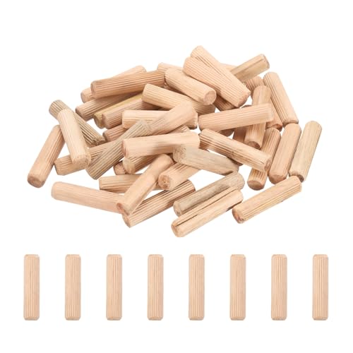 PATIKIL 95 Pcs Wood Dowel Pins 1/2" x 2" Fluted Wooden Dowels Hardwood Pegs for Woodworking Furniture DIY Crafts Projects Door Art - size: 1/2" x 2"