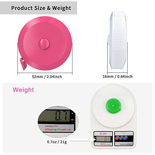 DiCUNO 3-Pack Soft Retractable Measuring Tape, 60-Inch 1.5 Meter, 3 Colors - color: 3 Colors (White/Green/Pink)