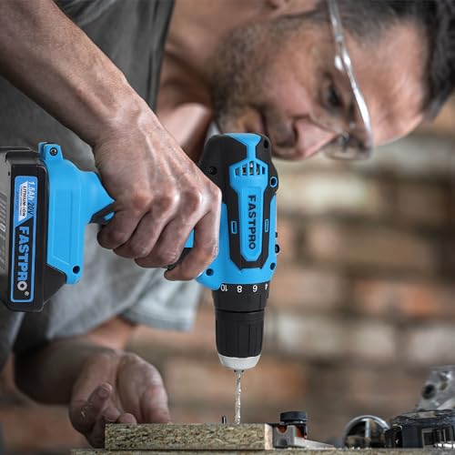 FASTPRO Home Tool Set with Drill, Household Repairing Tool Kit, Blue - color: Blue