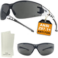 HTS HUNTERSKY Super Flexible Lightweight Anti Fog Wrap-Around U6 Clear Shooting Safety Glasses with ANSI Z87.1 Scratch Resist - color: Black / Smoke (1 Pack)