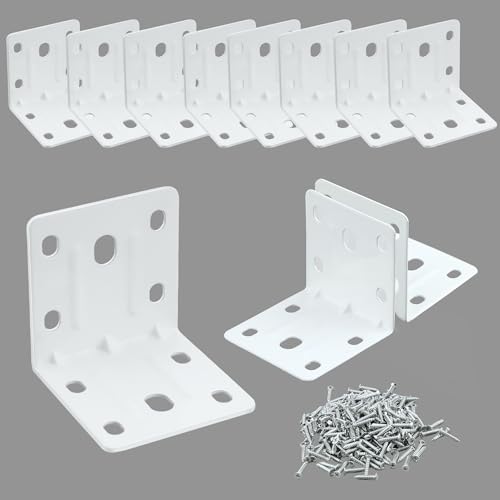 Alise 10 Pack White 2x2in L Brackets Heavy Duty Metal for Wood Furniture - color: White, size: (10P) 2X2 inch