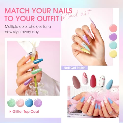 ROSALIND 30Pcs Gel Nail Polish Set, 26 Colors Macaron Pastel Gel Polish | with 3Pcs Glossy Matte Glitter Top Coat, Base Coat, Four Seasons Colors, Soak Off, UV Gel Nail Gift for Women - color: Multi-pastel