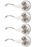 Mengico 4 Pack Satin Nickel Dummy Door Lever, Single Left Side Door Handle for Closets, Non-Turning Pull Only Lever Set, Wave Style Interior Door Knob - size: Left-Handed Dummy Lever