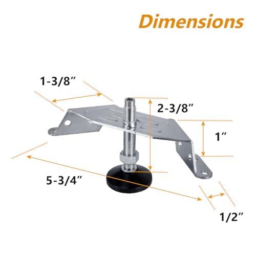 POWERTEC Corner Leveling Feet 4PK, Heavy Duty Adjustable Corner Bracket Levelers with Nylon Foot for Cabinets, Vanities, Furniture & Shelves (71157E) - size: Corner Leveler, Set of 4