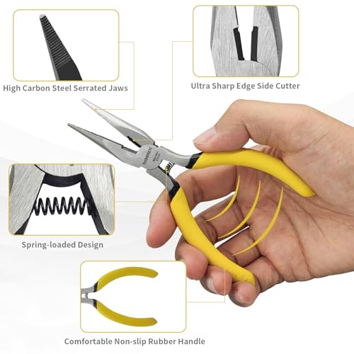 BOOSDEN 5" Needle Nose Pliers, Mini Jewelry Pliers with Side Cutter - size: 5''-1 pack