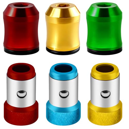 6Pcs Screwdriver Head Magnetic Ring, Screw Ring Set Removable Household Tool for Drills| Alloy Screw Holder for DIY Repair | Universal Bit Holder for Hex Screwdrivers & Power Bits