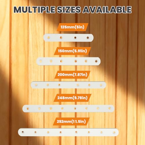 Alise Flat Bracket ,12 Inch White Mending Plate Flat Brace for Wood Shelves - color: White, size: 12 Inch