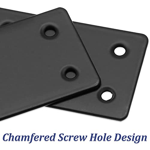 Bonsicoky 8Pcs Flat Straight Brace Brackets, 2.4 x 1.5 / 60 x 38mm - size: 2.4" x 1.5" - 8 PCS, style: Black