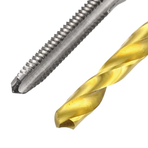 uxcell Tap & Drill Bit Set, 2pcs 5-40 UNC Straight Flute Thread Taps and 2pcs 2.6mm Twist Drill Bits Titanium Coated, HSS6542 Screw Tapping Threading Tools - size: 5-40 UNC + 2.6mm