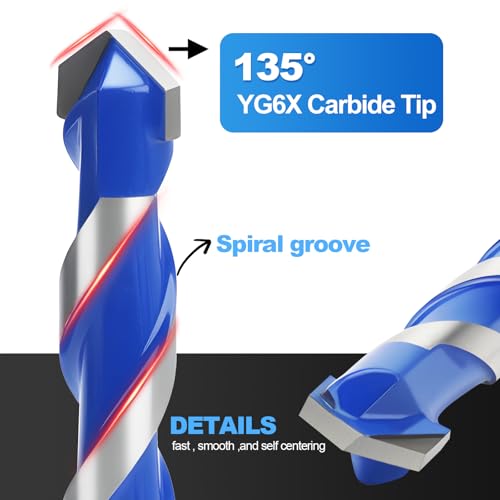 5 Pack 9/32" / 7mm Masonry Drill Bit Set for Concrete,Hex Shank,4" Length - size: 9/32 inch（ 5 Pack ）, style: Hex Shank
