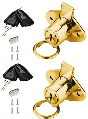 XIEHE 801 Office Furniture Drawer Lock Cabinet Door Locker with 2 Keys (2 Packs, Gold, keyed different2) - color: Gold, 2PACK, size: 801 Keyed Different