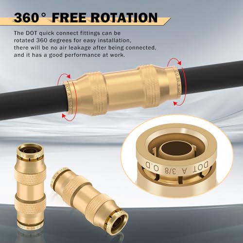 CheeMuii 23 Pcs Brass DOT Air Line Fittings with 1/4" & 3/8" DOT Air Hoses - size: 2ROLL-25PCS