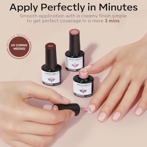 modelones Brown Gel Nail Polish Set 2 Pcs 15 ML Nude Brown - color: A2-Nude Essence