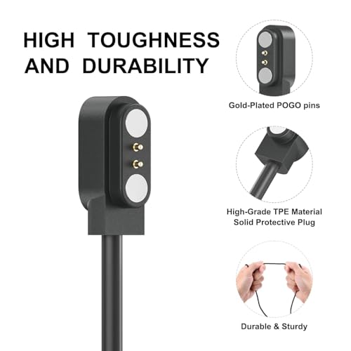 Vancle 2 Pack VeryFit Smartwatch Charger Cable, Magnetic USB Charging Cable for Veryfit Smart Watch ID205L, ID205U, IDW28, ID207, IDW13, IDW15, IDW19, ID208 Plus, ID208BT, ID206 and More