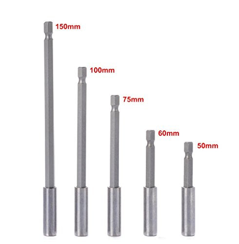 10-Pieces Magnetic Bit Holder Extension, 1/4 inch Hex Shank Heavy Duty Quick Release for Screws, Nuts, Drills, Handheld Drivers 50/60/75/100/150mm