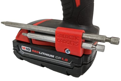 Magnetic Bit Holder fits Milwaukee M18 Drill & Impact Driver - Open-Ended Pass-Through for Long Bits (Red) - Galactic Gadgets - color: Red