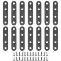 PATIKIL Stainless Steel Flat Mending Plate 3.03 x 0.66 Inch,14 Pieces Flat Straight Brace Brackets Joining Plates Repair Fixing Bracket Connector with Screws, Black - size: 77x16mm