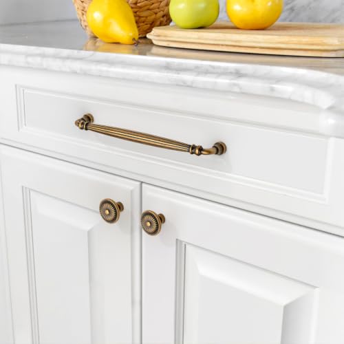 Asidrama 10 Pack 7.5 inch Brushed Antique Brass Kitchen Cabinet Handles - color: Brushed Antique Brass, size: 7.5" Hole Center(192mm)