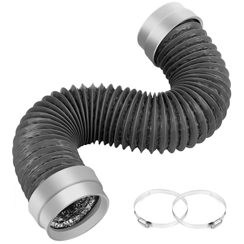 MATEWORK 3FT Dryer Vent Hose 4 Inch, Heavy Duty Flexible Aluminum Duct - color: Dark Grey, size: 4 inch 3 Feet
