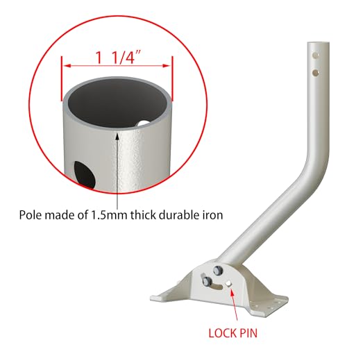 CEKAY J-Pole Mount for Antenna & Weather Station, 1.25 x 16.55 in, White - size: 16.5"