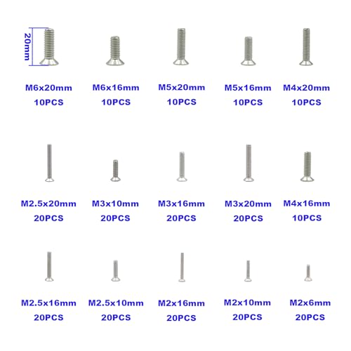 Metric M2-M6 304 Stainless Steel Phillips Flat Head Machine Screw Kit