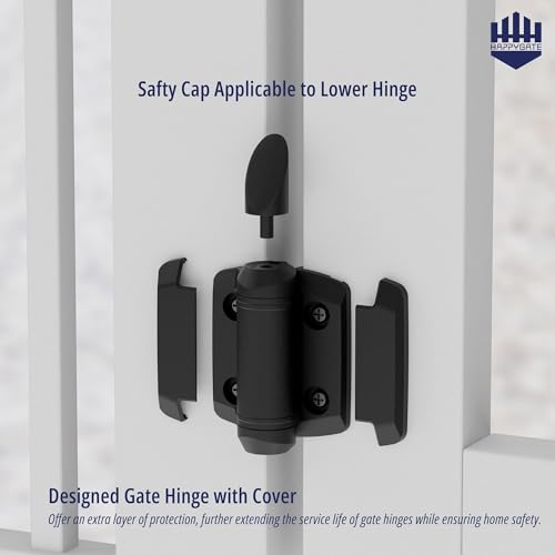 Self Closing Gate Hinges Adjustable Tension with Safety Cap, 2Pcs