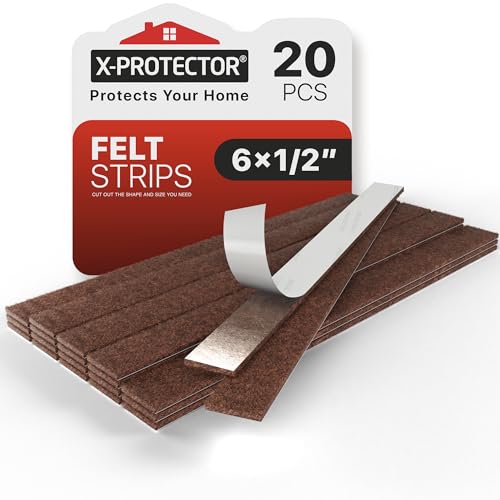 X-Protector Felt Furniture Pads - 20 PCS 6 x 1/2" - Premium Felt Strips - size: 6 x 1/2 inch