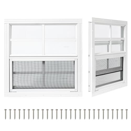 2 Pack Shed Windows, Chicken Coop Windows, 30" x 30" White - color: White, size: 30" x 30"