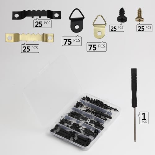 251Pcs Picture Hanging Kit Black & Gold Heavy Duty Picture Hangers Hardware - color: black&gold